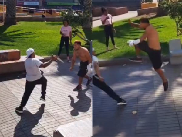 Antofagasta: dos sujetos se enfrentan con cuchillos en plena plaza céntrica